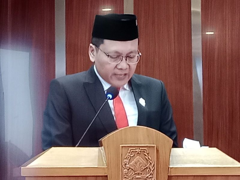 Pimpinan Sementara DPRD Kabupaten Sleman Masa Jabatan 2024-2029 Y. Gustan Ganda saat memberikan sambutan