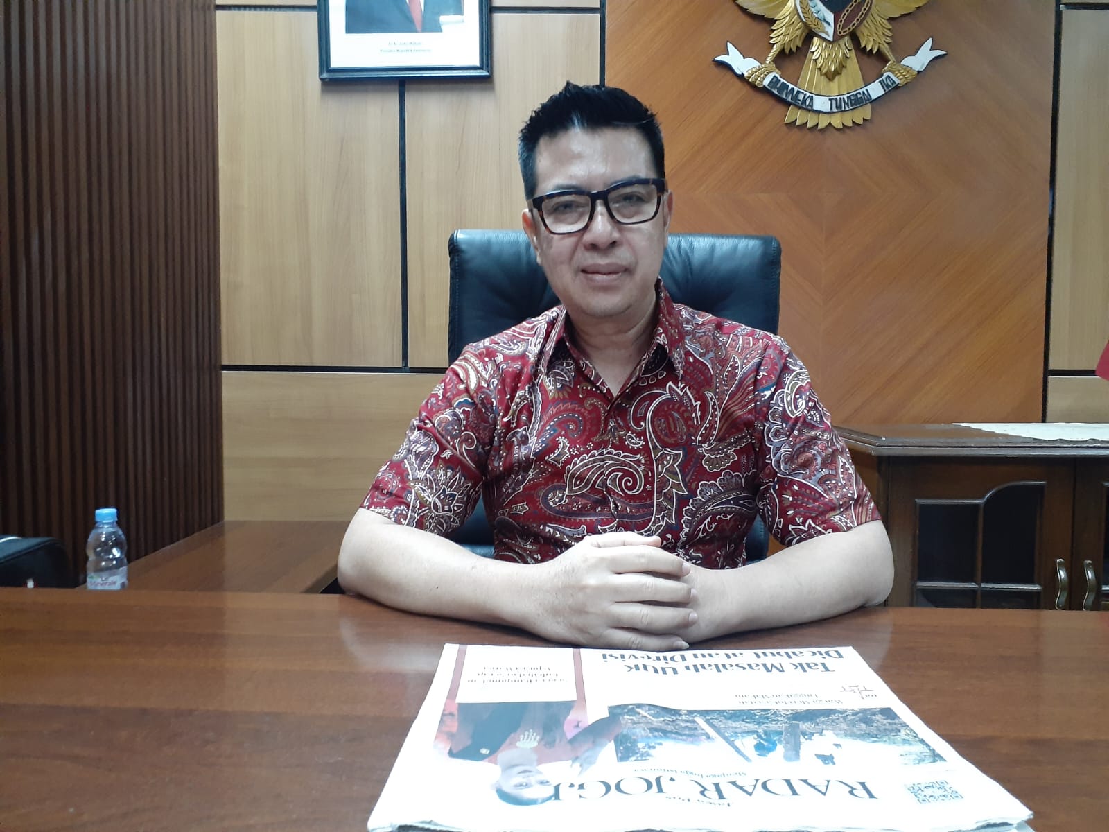 Ketua DPC Partai Gerindra Kota Jogja Sinarbiyat Nujanat saat ditemui, Rabu (14/8).  (IWAN NURWANTO/radar jogja)