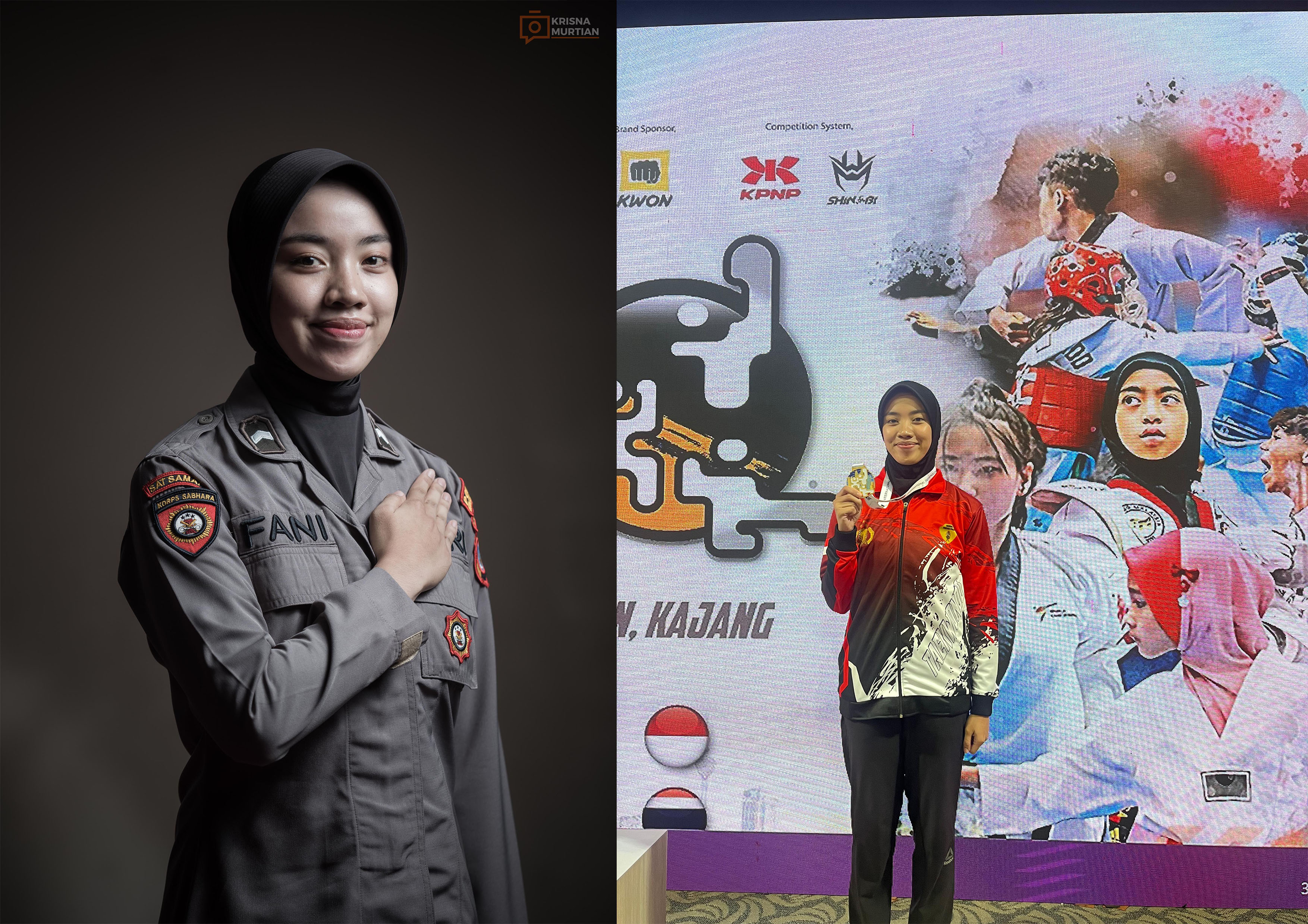 Bripda Ifah Alfanita menunjukkan medali.&nbsp;
