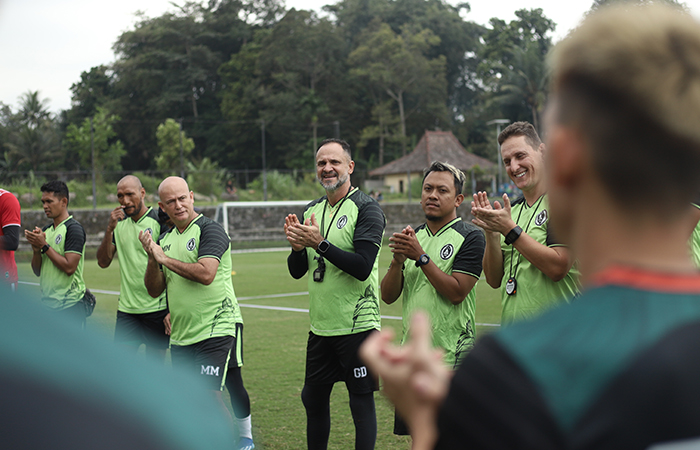LATIHAN PEMULIHAN: Para pemain PSS Sleman saat menjalani latihan rutin di Lapangan Pakembinangun, Sleman.Dok PSS Sleman&nbsp;