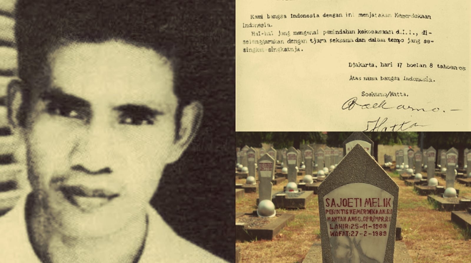 Sosok Sayuti Melik, pengetik naskah yang mengukir kemerdekaan sejarah Indonesia (kolase foto dari Wikipedia.com)