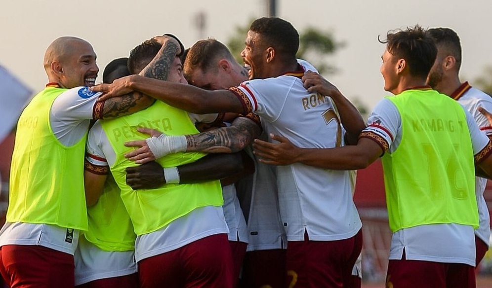 Selebrasi penggawa Borneo FC usai cetak gol ke gawang Arema FC (ig borneofc.id)