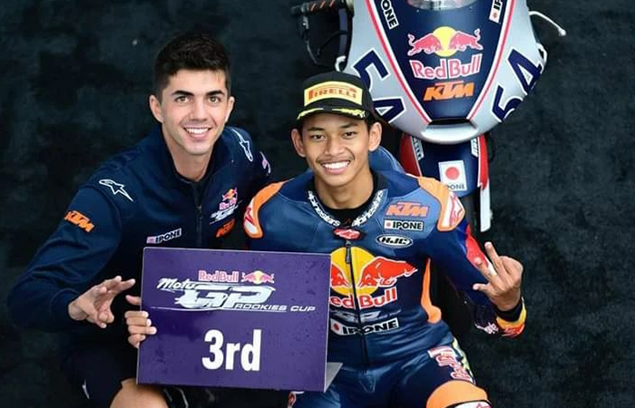 PRESTASI: Pembalap asal Gunungkidul Veda Ega Pratama mendapatkan podium perdananya di Red Bull Rookies Cup 2024 di Red Bull Ring, Austria, Minggu (18/8).