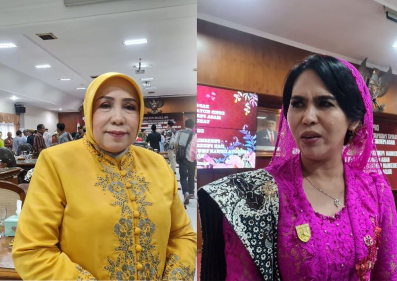 Ketua DPD Partai Golkar Kota Magelang Titiek Utami (kiri) dan Ketua DPC Partai Hanura Kota Magelang Tyas Anggraeni&nbsp;(kanan).