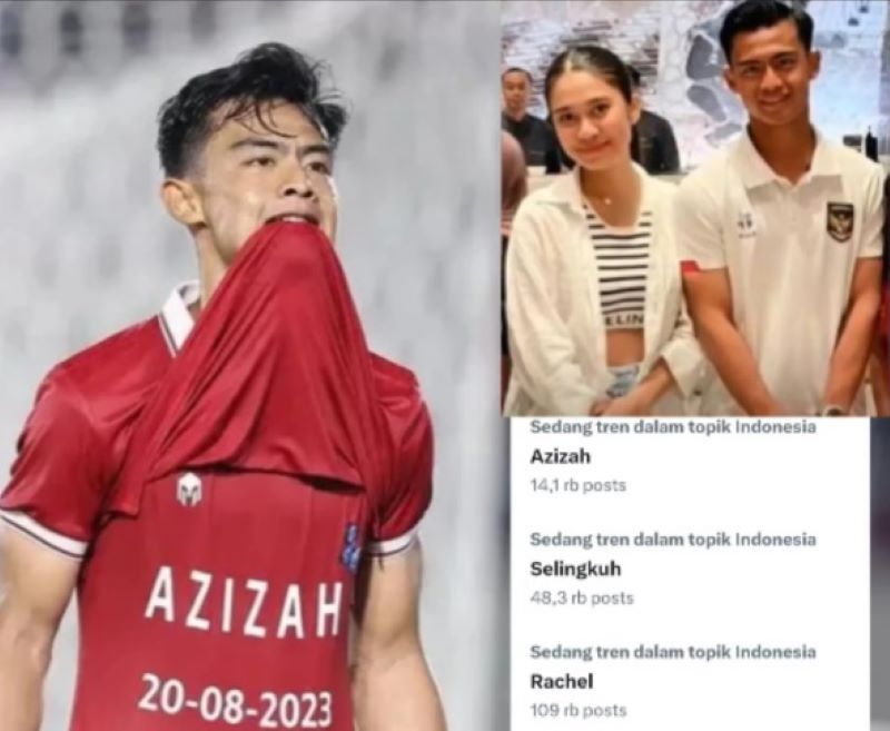 Viral: Kabar dugaan perselingkuhan Azizah, istri Pratama Arhan bek Timnas Indonesia trending di media sosial. (Radar Surabaya)
