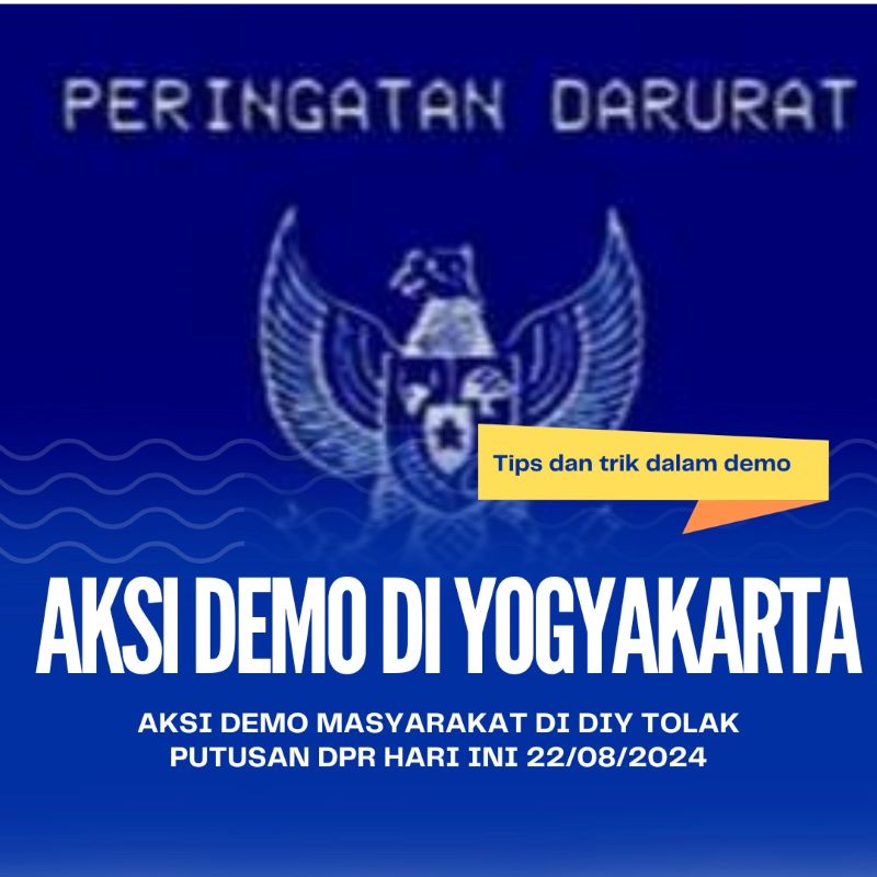 Ilustrasi peringatan darurat berlatar garuda biru.