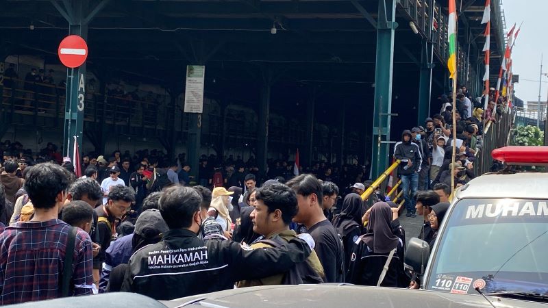 Suasana titik kumpul pertama Kantong Parkir ABA Yogyakarta, Kamis (22/8/2024).