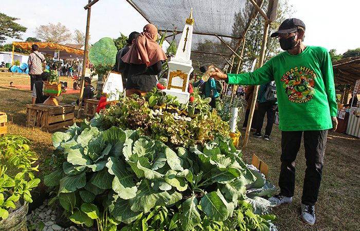 Potensi pangan yang ada di Kota Jogja, terutama sayur dan buah hasil tanam di pekarangan rumah dipamerkan dalam Festival Pangan Lokal 2024, di Lapangan Widoro Kandang SMA Negeri 3 Jogja