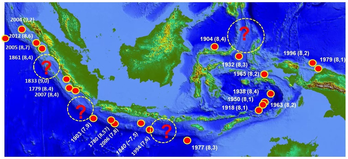 Peta potensi gempa Megathrust. (BMKG)