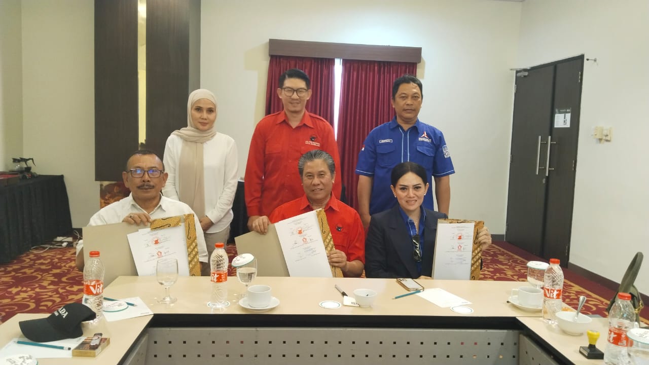 SEPAKAT: Tiga partai politik, yakni PDIP, Gerindra, dan Demokrat resmi berkoalisi pada Pilkada Kota Magelang.