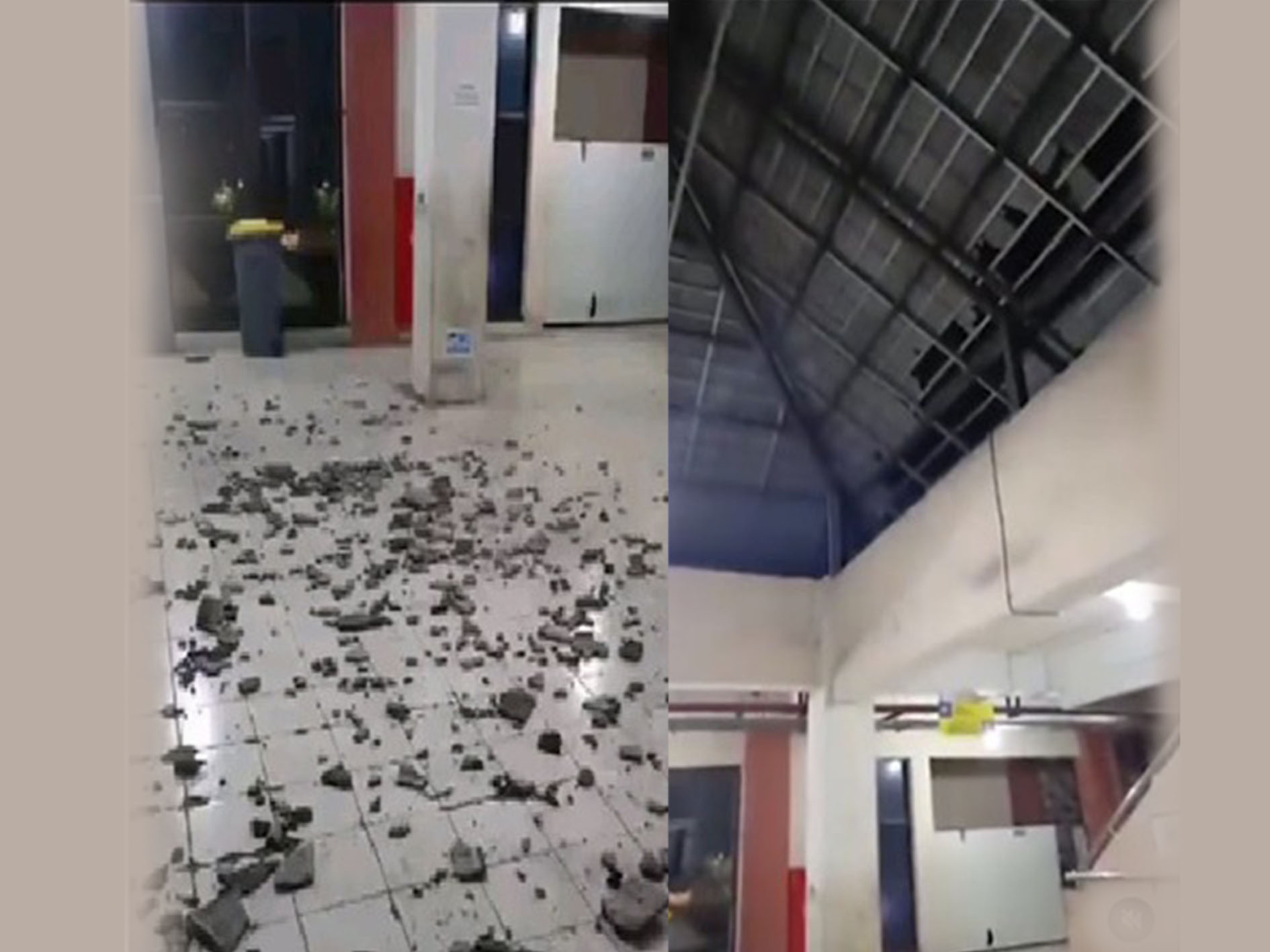 Gempa 5,8 magnitudo di wilayah DiY sebabkan atap bangunan Pasar Prambanan rontok, Senin (26/8/3034) malam.