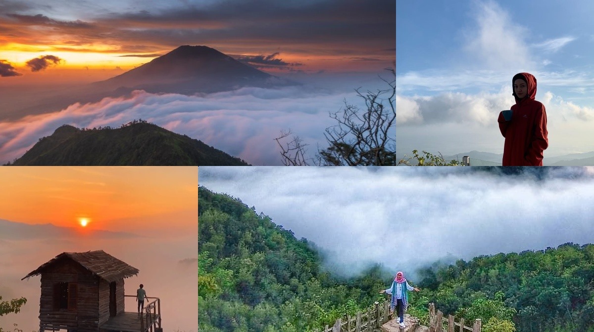 Indahnya pemandangan matahari terbit dari sunrise spot terbaik di Jogja.  (kolase berbagai sumber)