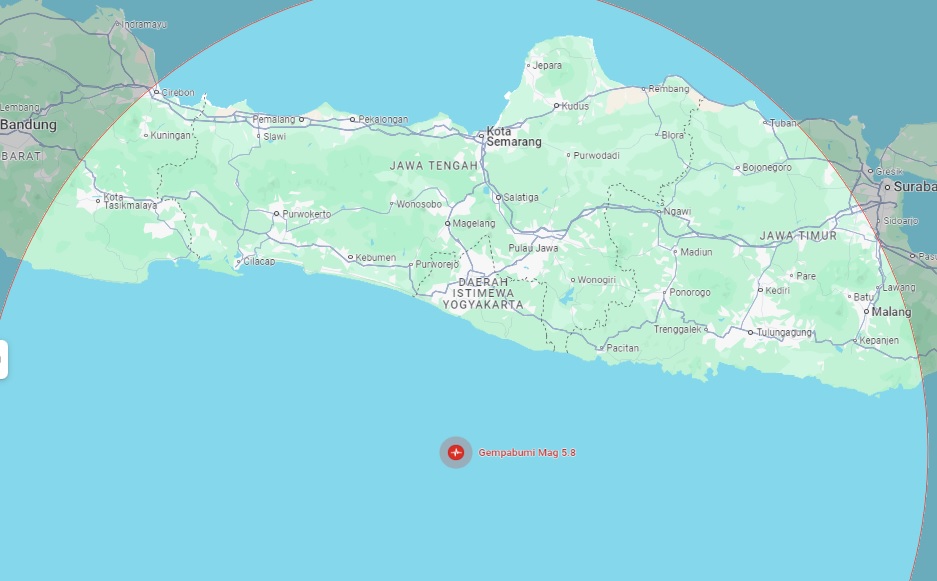 Gempa 5,8 magnitudo guncang DIY.