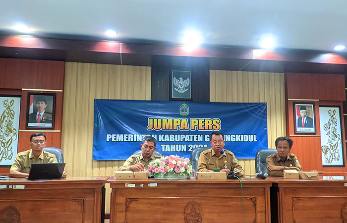 Jumpa pers Pemkab Gunungkidul terkait penegasan netralitas ASN, Selasa (27/8).&nbsp;Andi May/Radar Jogja&nbsp;