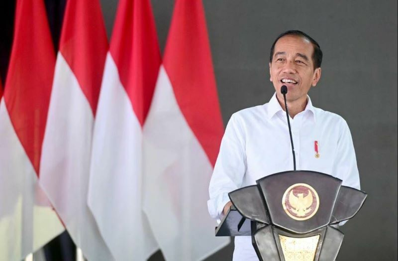 Presiden Jokowi Dodo sedang melakukan pidato.