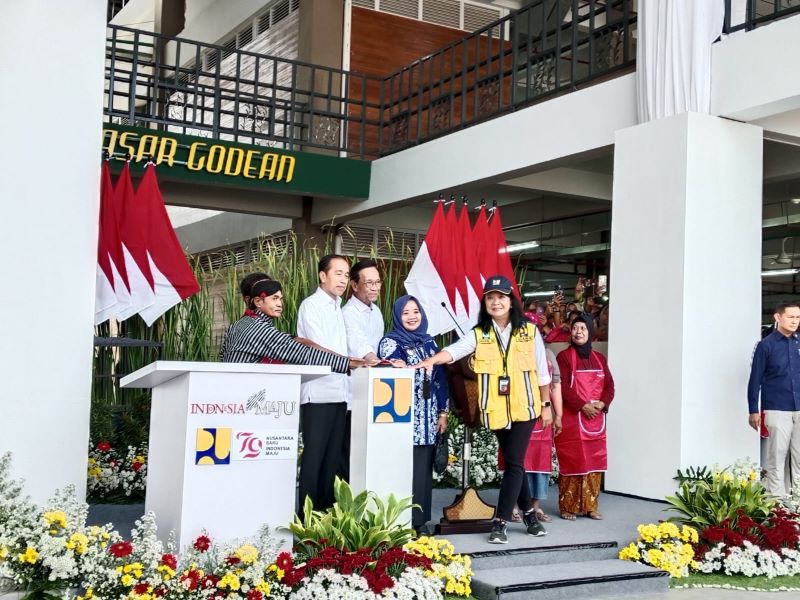 Peresmian pasar Godean oleh Presiden Joko Widodo, Rabu (28/8/2024).