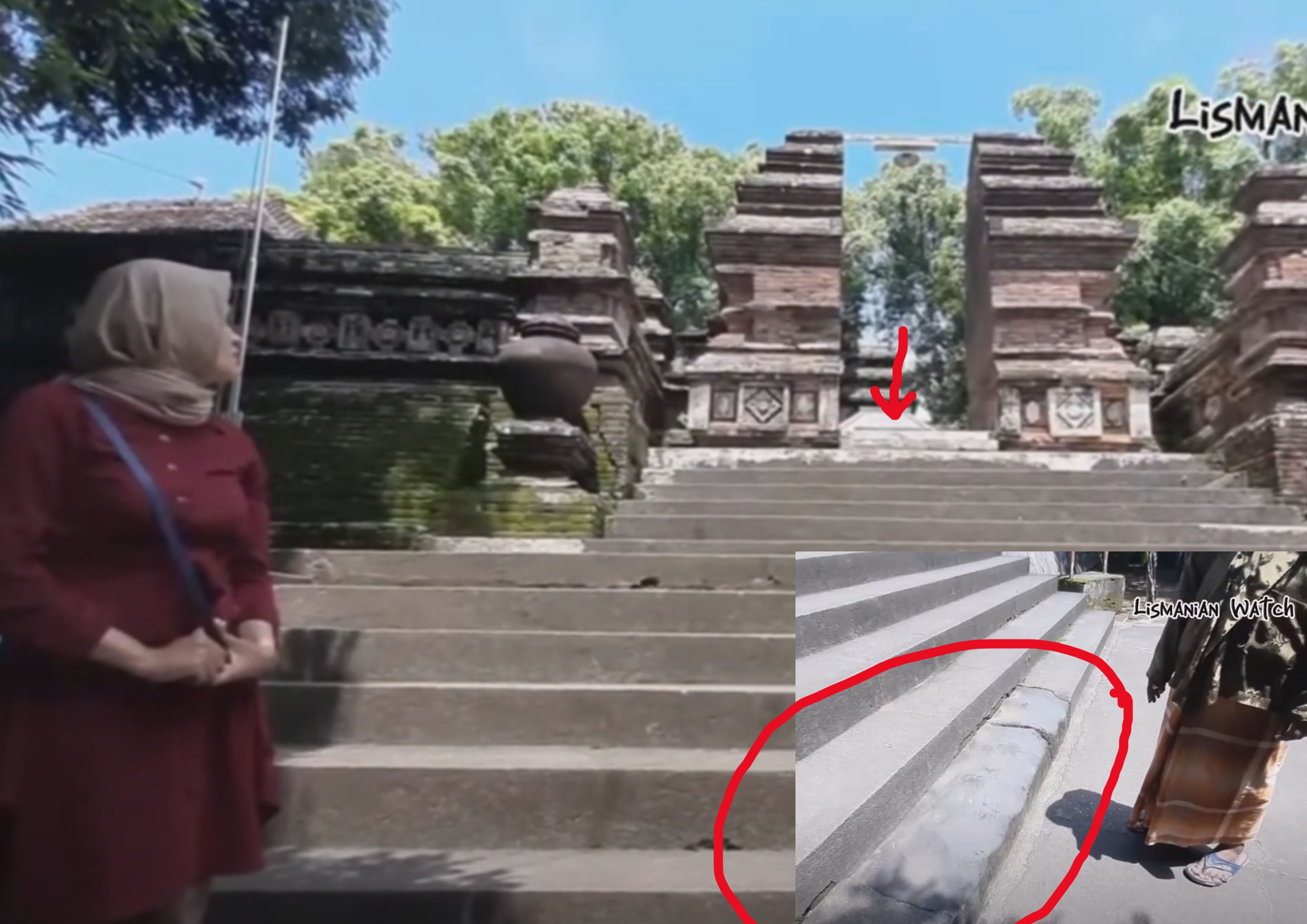 Tanda merah makam Tumenggung Endranata yang anggota tubuhnya dikubur secara terpisah di Pemakaman Raja-Raja Imogiri.