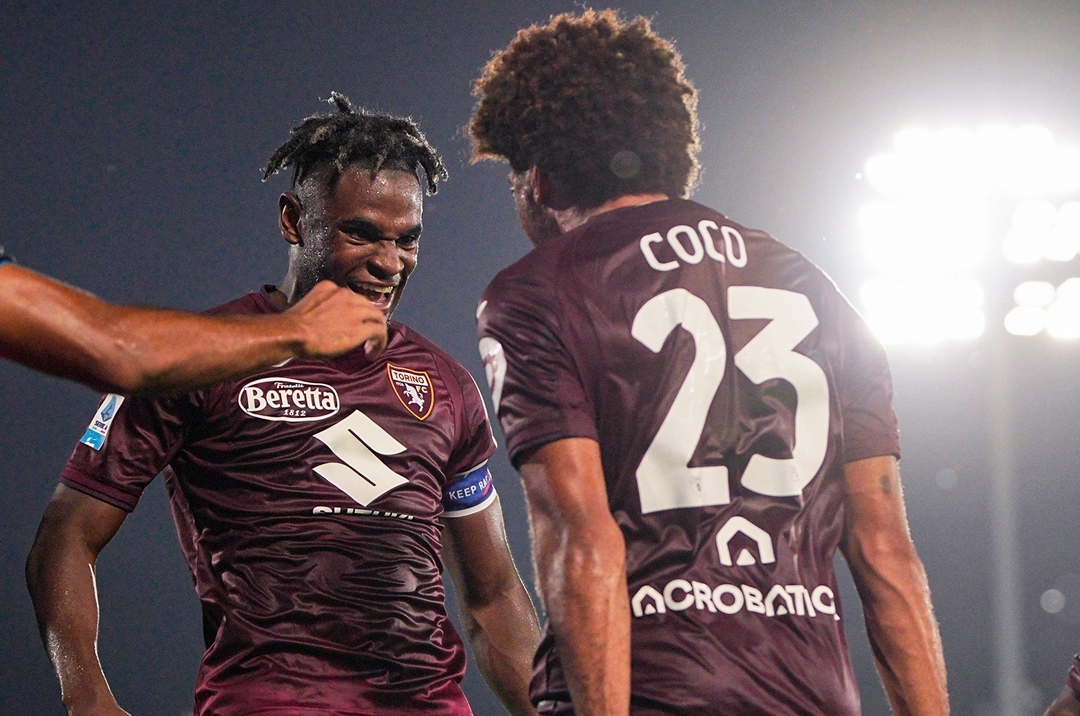 Selebrasi penggawa Torino usai Saul Coco mencetak gol kemenangan kontra Venezia (ig torinofc1906)