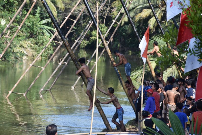 Festival panjat pinang di Desa Aglik, Grabag, Purworejo. Rutin digelar untuk peringati HUT RI.