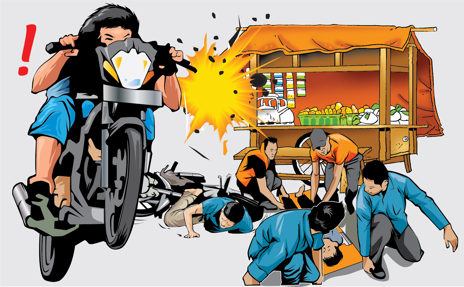 Gagal Freestyle saat Berkendara, Dua Pemuda asal Gunungkidul Tabrak Angkringan