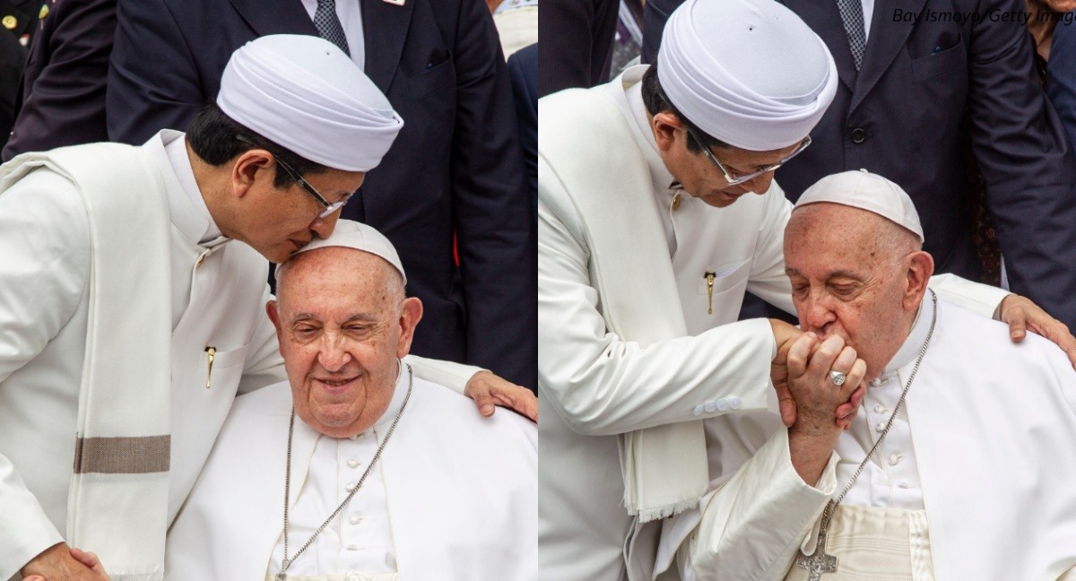 Momen Imam Besar Masjid Istiqlal Mencium Kepala Paus Fransiskus (instagram/bbcindonesia)