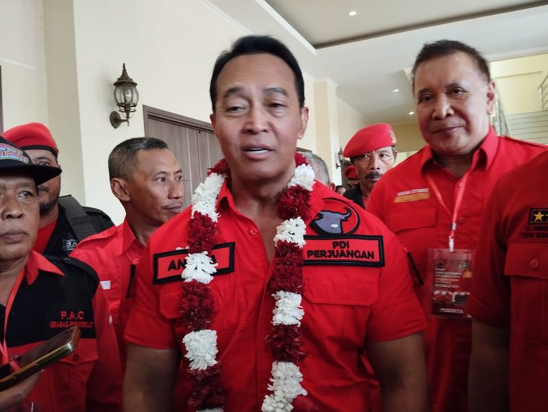 Bakal Calon Gubernur Jawa Tengah Andika Perkasa saat hadiri Rakercabsus DPC PDIP Purworejo, Rabu (11/9/2024).