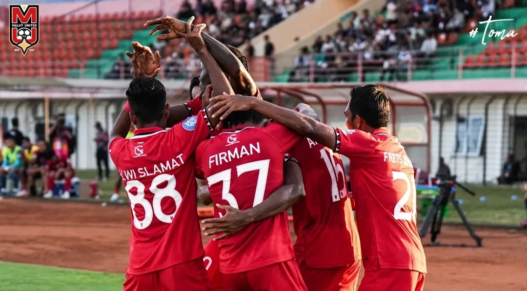 Selebrasi pemain Malut United usai kalahkan Semen Padang (ig malutunitedfc)