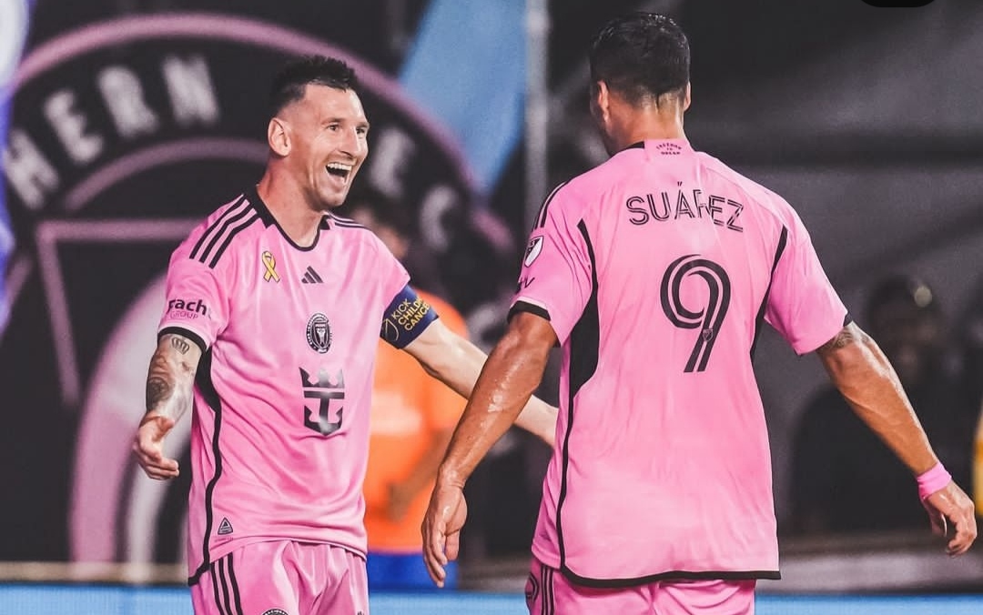 Selebrasi Lionel Messi dan Luis Suarez usai membawa kemenangan bagi Inter Miami atas Philadelphia Union dalam lanjutan MLS (ig intermiami)