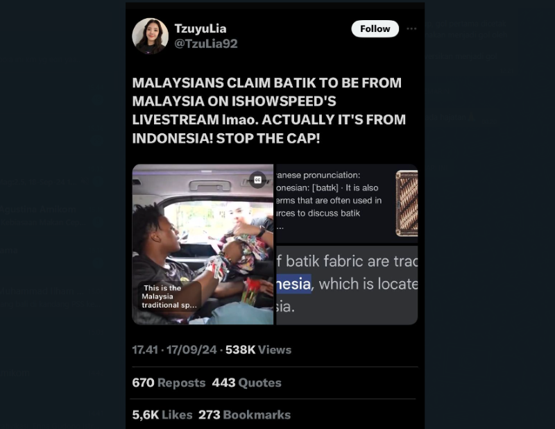 Perdebatan panas antara warga Indonesia dan Malaysia tentang dari mana asal batik.