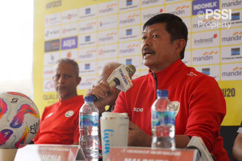 Pelatih timnas Indonesia, indra Sjafri optimis Garuda Nusantara mampu berikan yang terbaik di grup F Kualifikasi Piala Asia U20 2025 (PSSI)