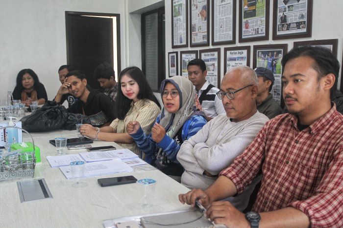 Pedagang Teras Malioboro (TM) 2 yang tergabung dalam Paguyuban Tri Dharma mendatangi kantor ORI DIY Seniin (30/9/2024)