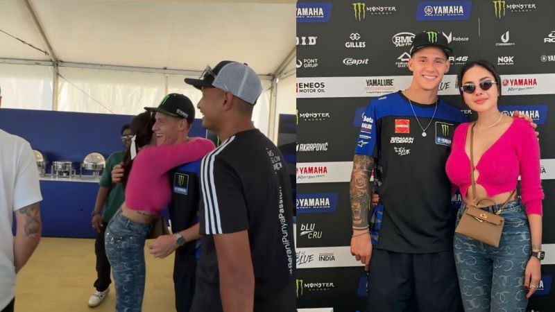 Momen Nikita Mirzani dan Fabio Quartararo di MotoGP Mandalika.