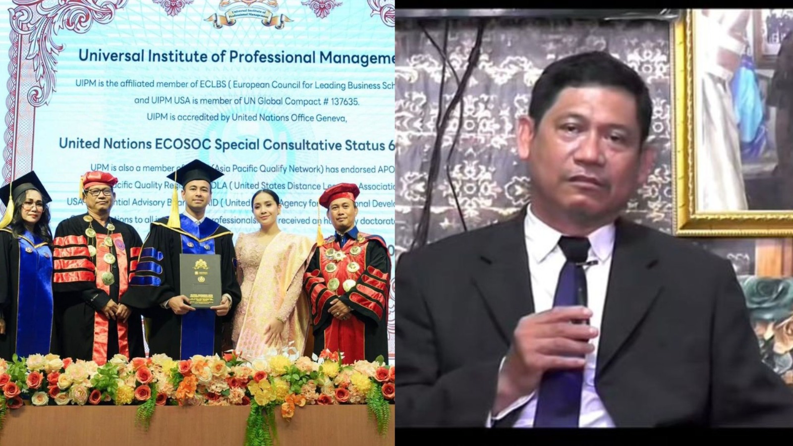 Wisuda Raffi Ahmad di bawah asuhan Prof dr Mohammad Soleh Ridwan dan Video pendek Prof dr Rantastia Nur Alangan.