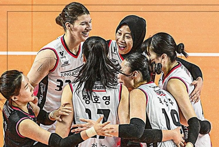 Penggawa Red Sparks rayakan kemenangan atas GS Caltex di babak semifinal Kovo Cup 2024 (ig red_sparks)