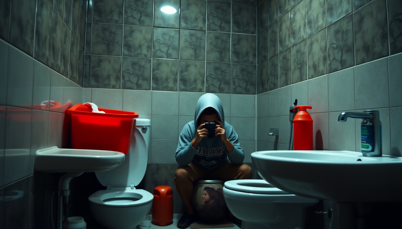 Ilustrasi Ketika di Toilet Bermain Handphone (AI/ https://www.imagine.art/)