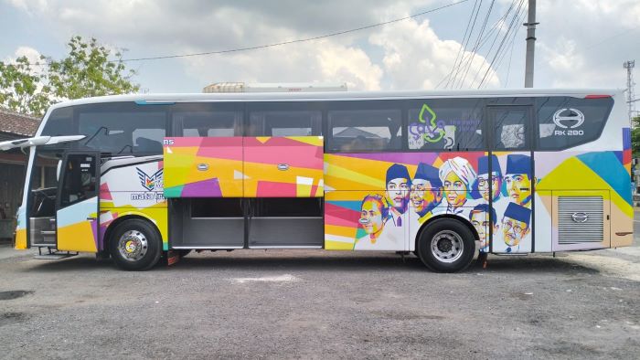 LAKA LANTAS: Bus yang terlibat kecelakaan maut di Jalan Karangmojo-Semin, Gedangrejo, Karangmojo, Gunungkidul, Minggu (6/10/2024).