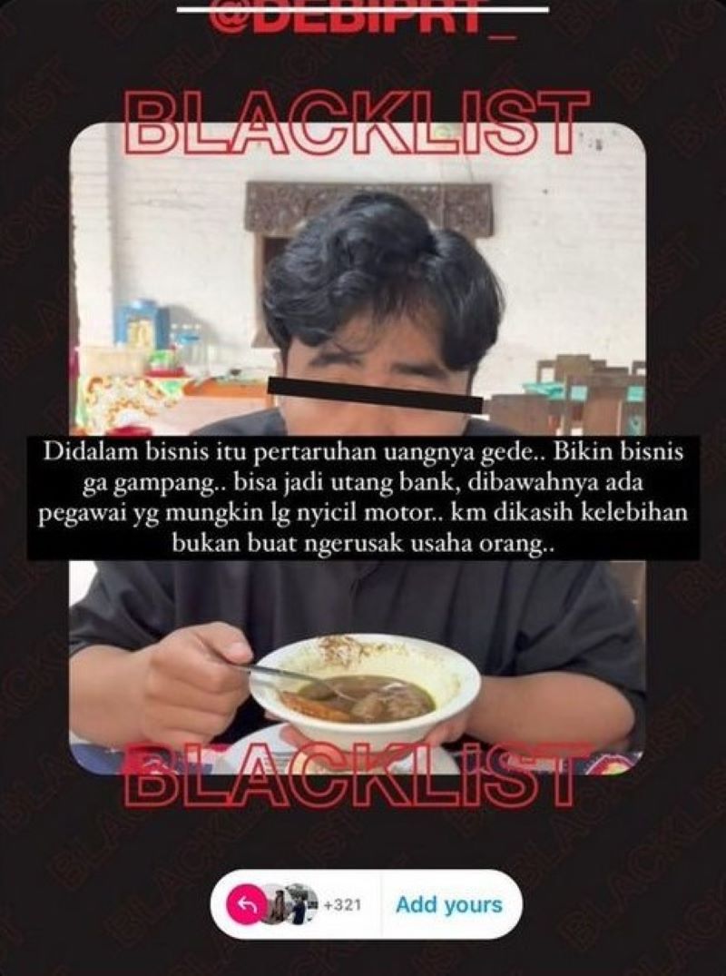 Tangkapan layar boikot food vlogger Debiprt.