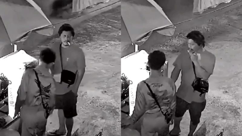 Rekaman cctv pedagang es teh poci dipalak.