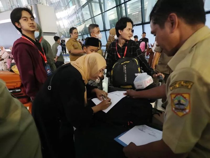 Potret sejumlah WNI yang telah kembali dari Lebanon.
