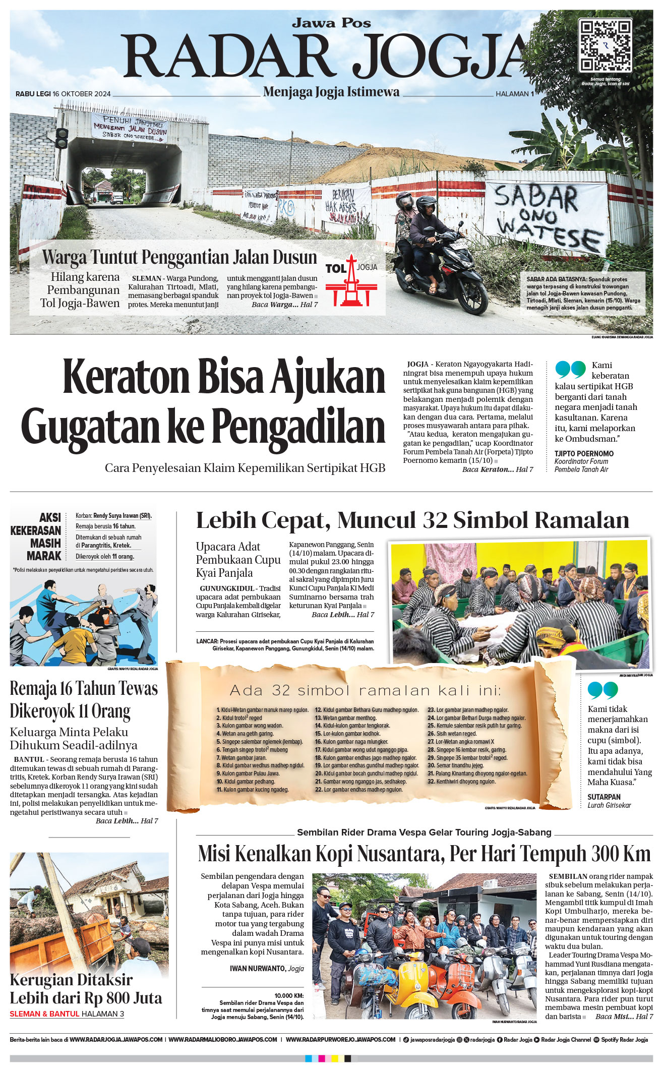 Jawa Pos Radar Jogja Rabu 16 Oktober 2024