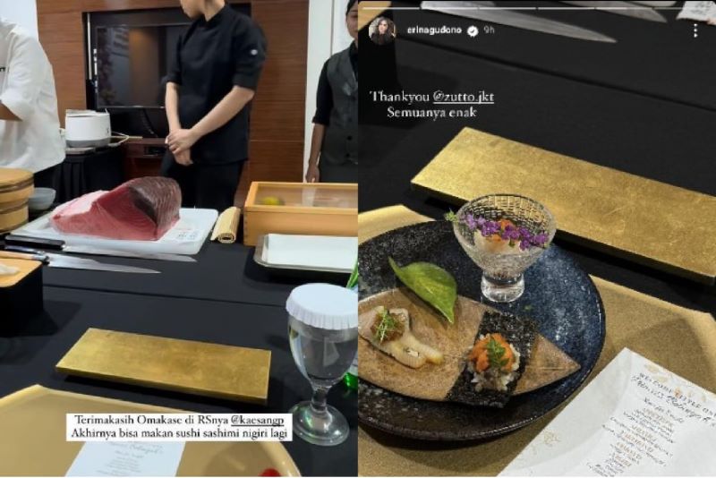 Momen Erina Gundono santap hidangan Omakase.