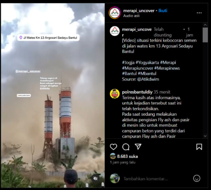 Peristiwa kebocoran mesin Silo di Sedayu, Bantul, Yogyakarta. Foto :