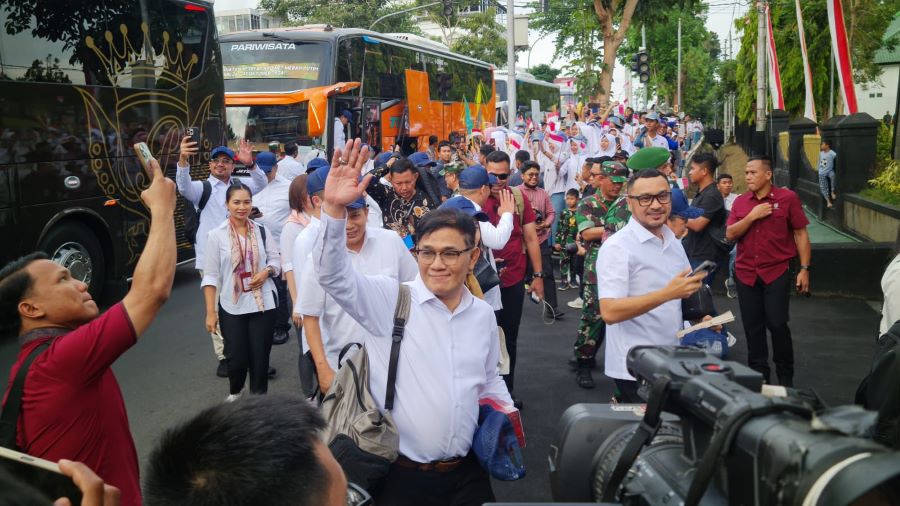 BERDATANGAN: Rombongan Wakil Menteri Kabinet Merah Putih tiba di Akmil Magelang pukul 16.06.