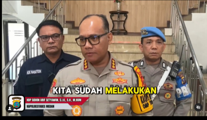 Kombes Gidion Arif Setyawan, memberikan pernyataan tentang kasus penyerangan Jalan Selambo, Desa Amplas, Kabupaten Deli Serdang, Sumatera Utara.