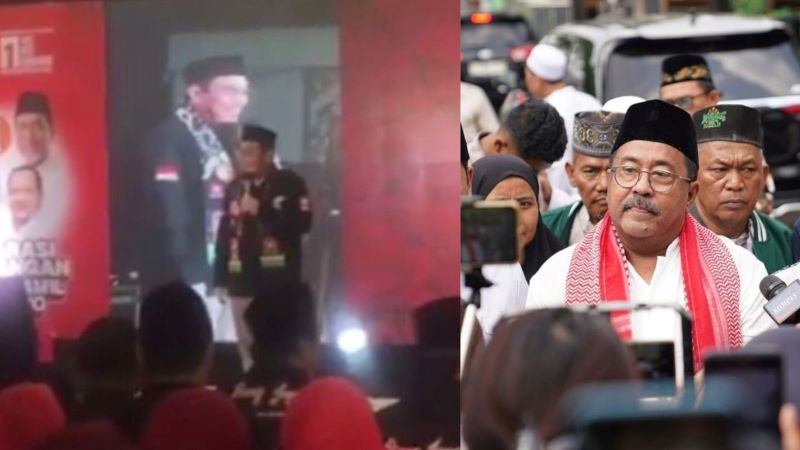 Pidato Suswono saat mengisi acara relawan saat melontarkan celetukan &lsquo; Janda Kaya Nikahi Pemuda yang langsung di tanggapi Rano Karno (Bang Doel).