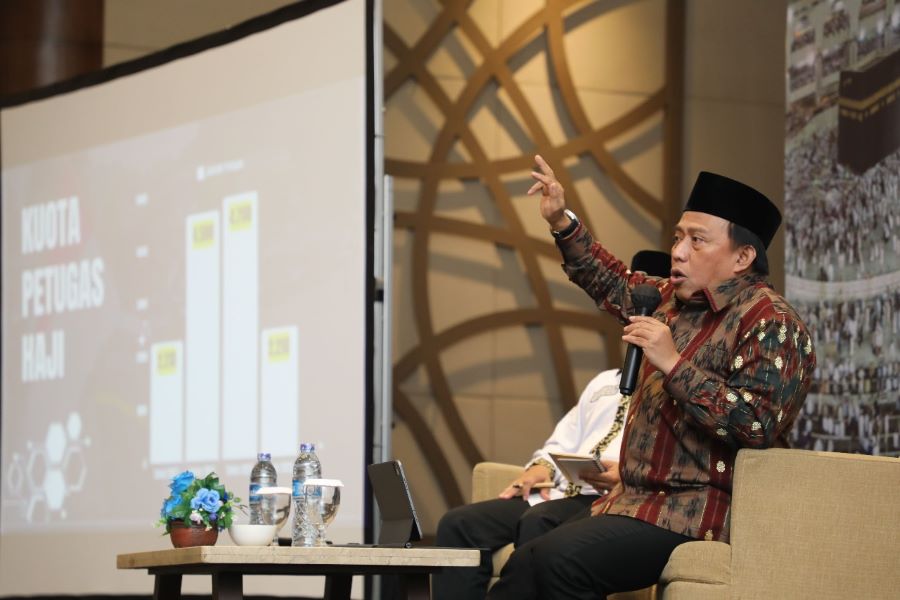 Direktur Bina Haji Kemenag Arsad Hidayat dalam sosialisasi rekrutmen petugas haji di Jakarta, Selasa 29 Oktober 2024.
