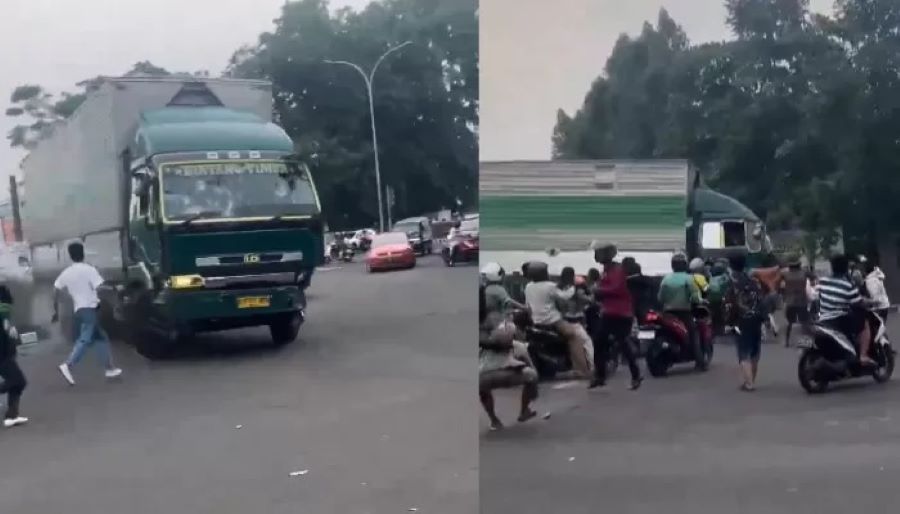 Truk kontainer lawan arus dan tabrak belasan kendaraan di Kota Tangerang, tujuh orang terluka.