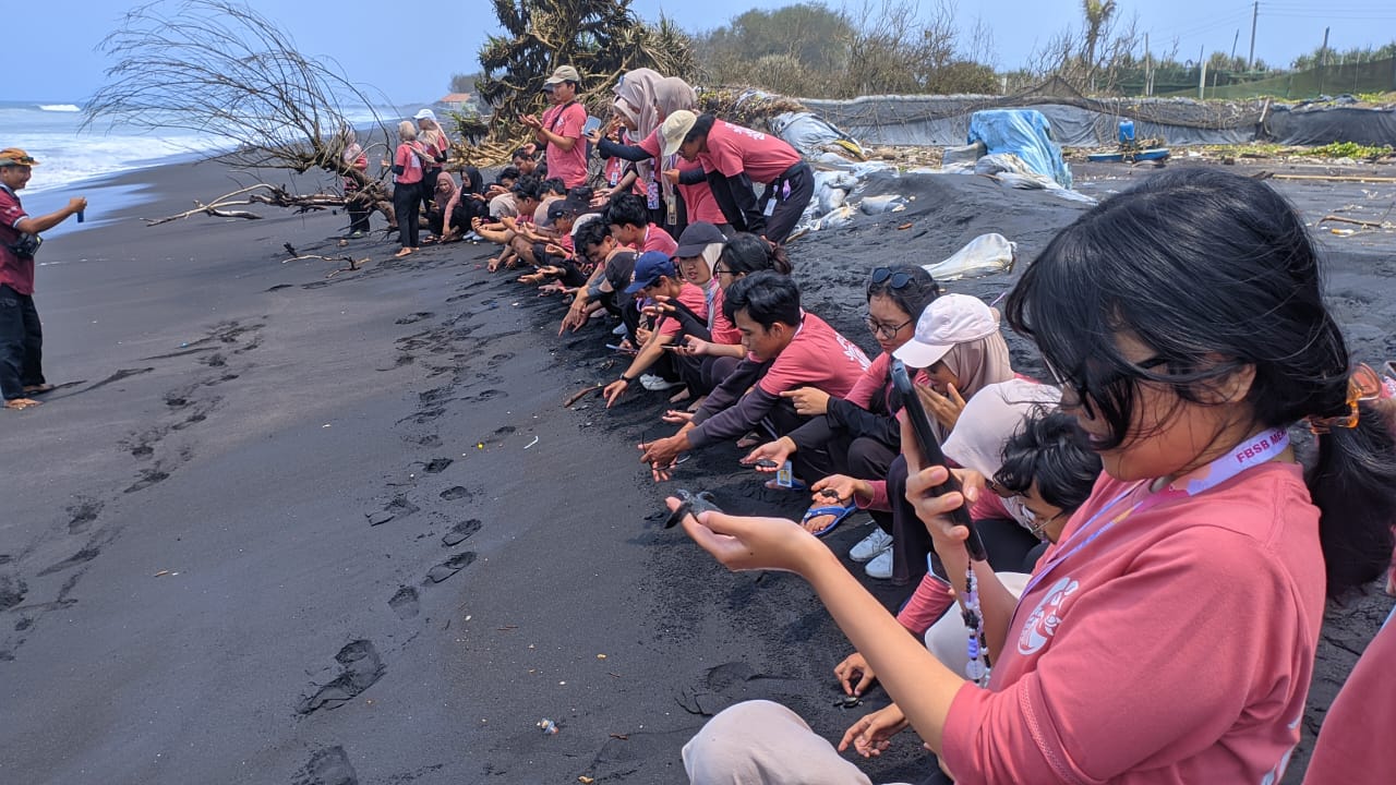 PELEPASAN: Kegiatan Kelompok Penyu Abadi Trisik melakukan pelepasan tukik.