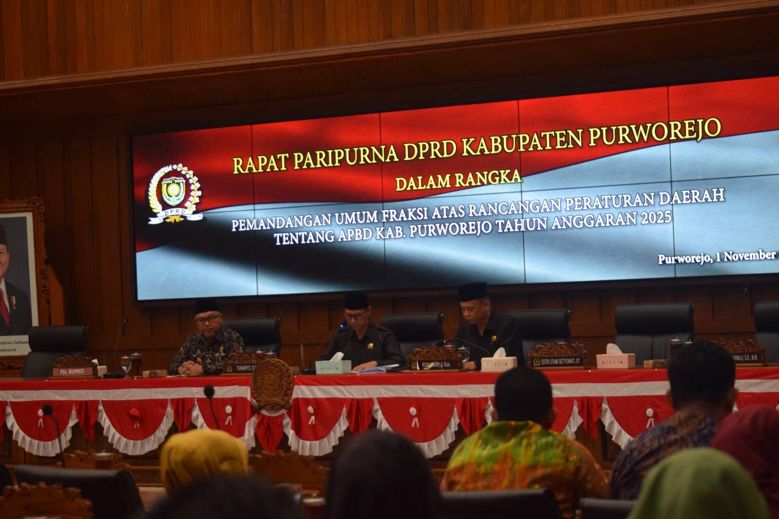 WAKIL RAKYAT: Rapat paripurna DPRD Purworejo dalam rangka pemandangan umum fraksi atas Raperda tentang APBD Purworejo 2025, beberapa waktu lalu.  &nbsp;