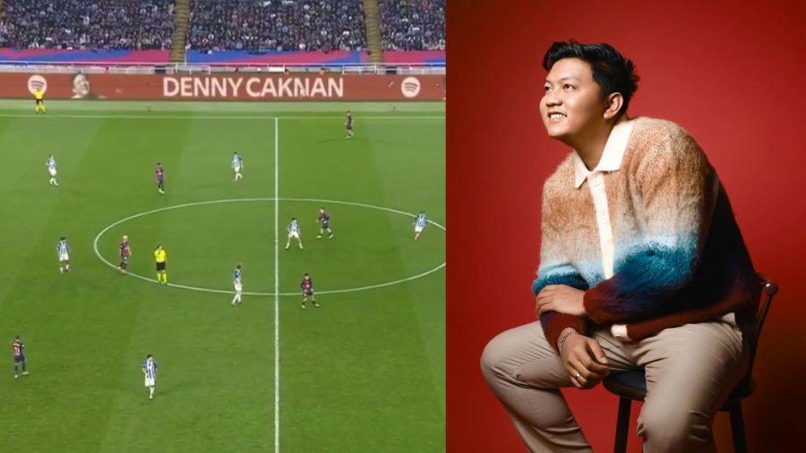 Sumber : Momen nama Denny Caknan mucul saat pertandingan Barcelona VS Espanyol. (Instagram/@Denny_Caknan)